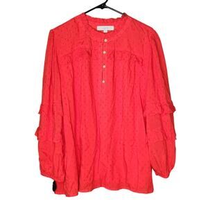 NWT ANN TAYLOR LOFT womens blouse size XL red lined rayon